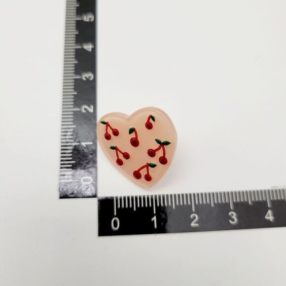 Brand New Pink Heart Cherry Earrings - Picture 6 of 6